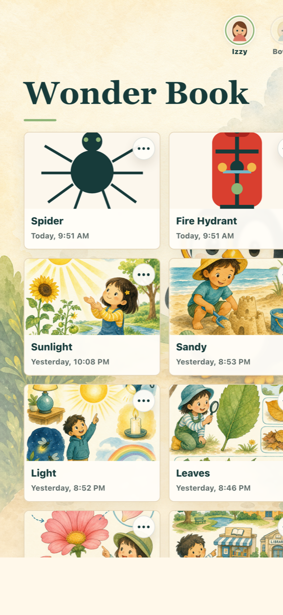 WhatThat iPhone screenshot showing the Wonder Book.
